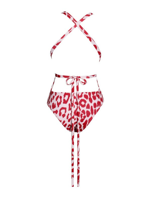 Arcadia Love One Piece Swimsuit - Red Leopard