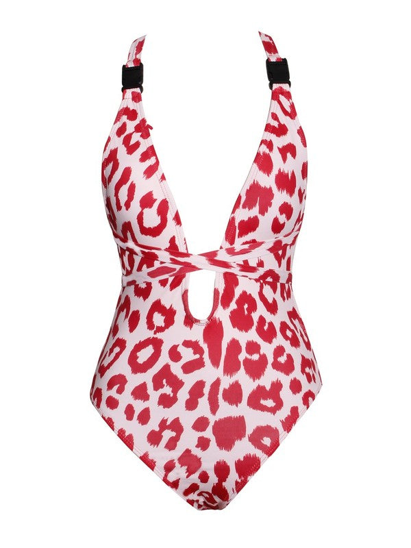 Arcadia Love One Piece Swimsuit - Red Leopard